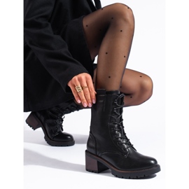 Bottines montantes à lacets noires Shelovet le noir 1