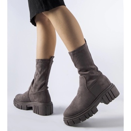 Bottines à enfiler en éco-daim Montefusco grises 2