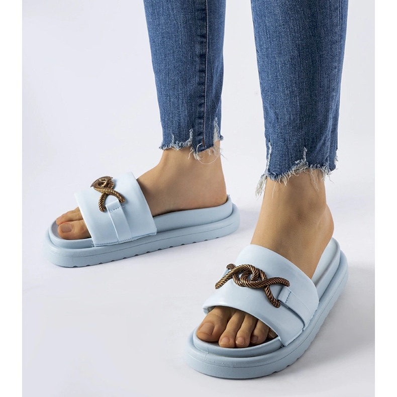 Tongs plateforme bleues Frédérique 1