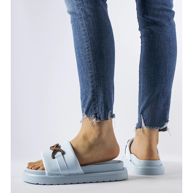 Tongs plateforme bleues Frédérique 2