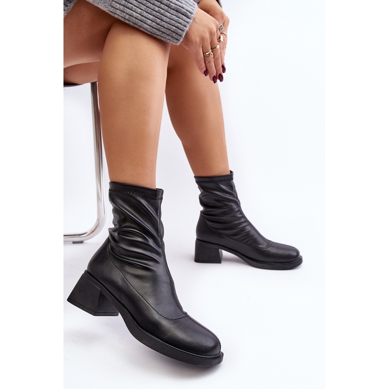 Bottes à talons bas pour femmes noires Aphroteia le noir 2