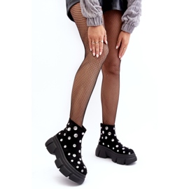 S.Barski Bottes isolées en daim avec cristaux D&amp;A MR870-83 Noir le noir 1