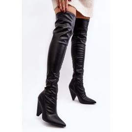 Bottes à talons hauts en cuir écologique Lu Boo, noir le noir 2