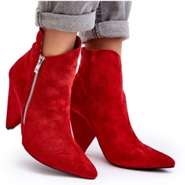 Lu Boo Bottines asymétriques rouges à talons hauts 9