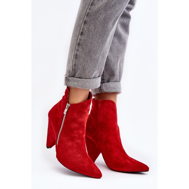 Lu Boo Bottines asymétriques rouges à talons hauts 2