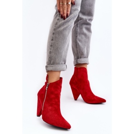 Lu Boo Bottines asymétriques rouges à talons hauts 3