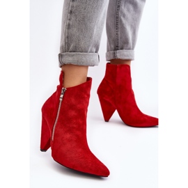 Lu Boo Bottines asymétriques rouges à talons hauts 4