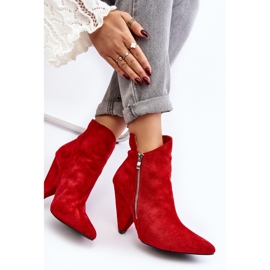 Lu Boo Bottines asymétriques rouges à talons hauts 7