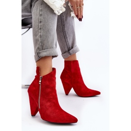 Lu Boo Bottines asymétriques rouges à talons hauts 8