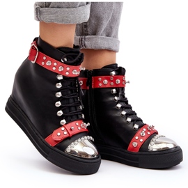 Bottines compensées isolées avec strass, éco-cuir Lu Boo, noir le noir 11