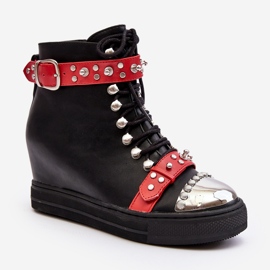 Bottines compensées isolées avec strass, éco-cuir Lu Boo, noir le noir 3