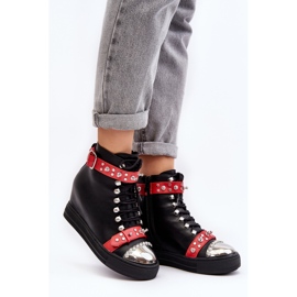 Bottines compensées isolées avec strass, éco-cuir Lu Boo, noir le noir 4