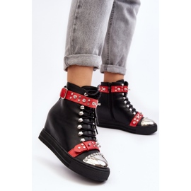 Bottines compensées isolées avec strass, éco-cuir Lu Boo, noir le noir 7