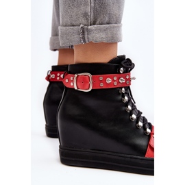 Bottines compensées isolées avec strass, éco-cuir Lu Boo, noir le noir 8