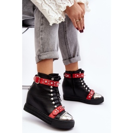 Bottines compensées isolées avec strass, éco-cuir Lu Boo, noir le noir 2