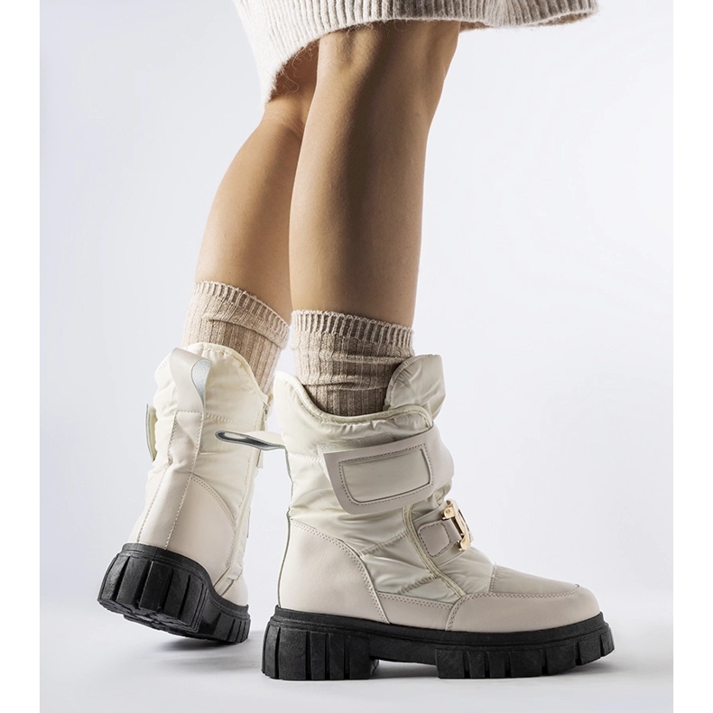 Bottines de neige beiges avec boucle Athos décorative 1
