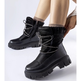 Bottines de neige noires avec strass Pettenasco 1