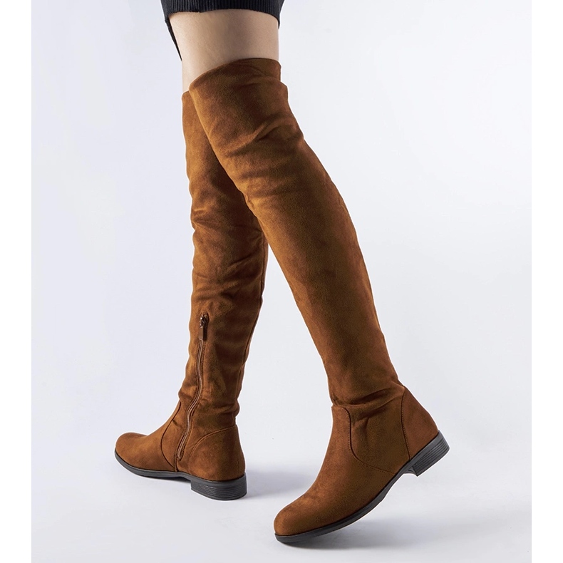 Bottines longues Scandale en éco-daim chaud marron brun 1
