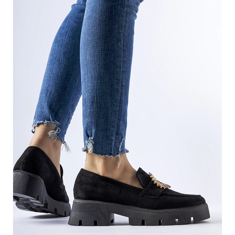 Mocassins noirs ornés d'une boucle Stanislas le noir 1