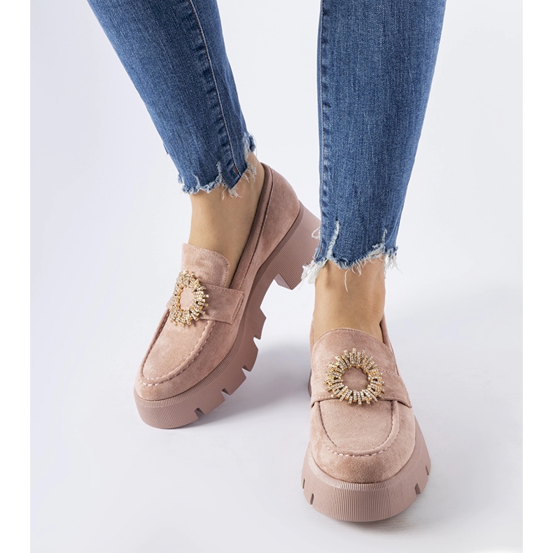 Mocassins roses ornés d'une boucle Stanislas 1