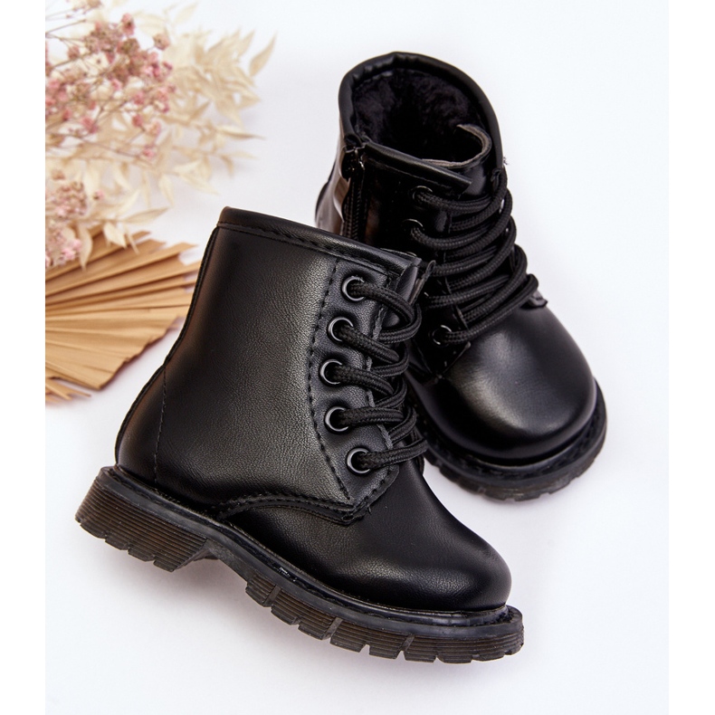Bottes En Cuir Pour Enfants Avec Fermeture Éclair Noir Omua le noir 2