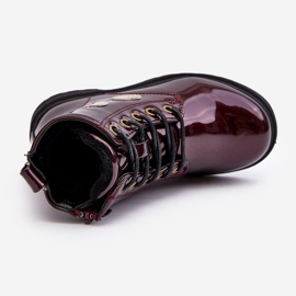 Bottines enfant en cuir verni avec décorations, bordeaux Adete rouge 1