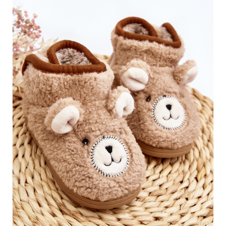 Chaussons Isolés Enfant Avec Ours En Peluche, Beige Eberra 2