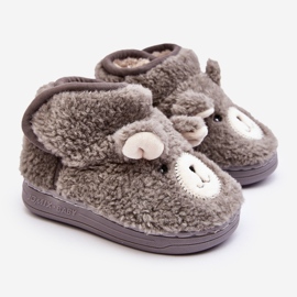 Chaussons isolés pour enfants avec ours en peluche, gris Eberra 1