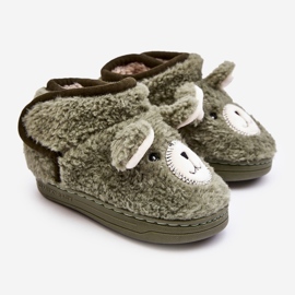 Chaussons isolés pour enfants avec ours en peluche, vert Eberra 1
