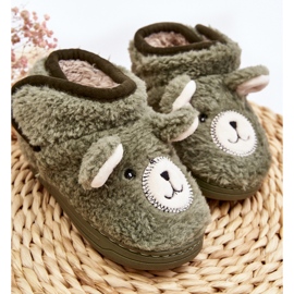 Chaussons isolés pour enfants avec ours en peluche, vert Eberra 2
