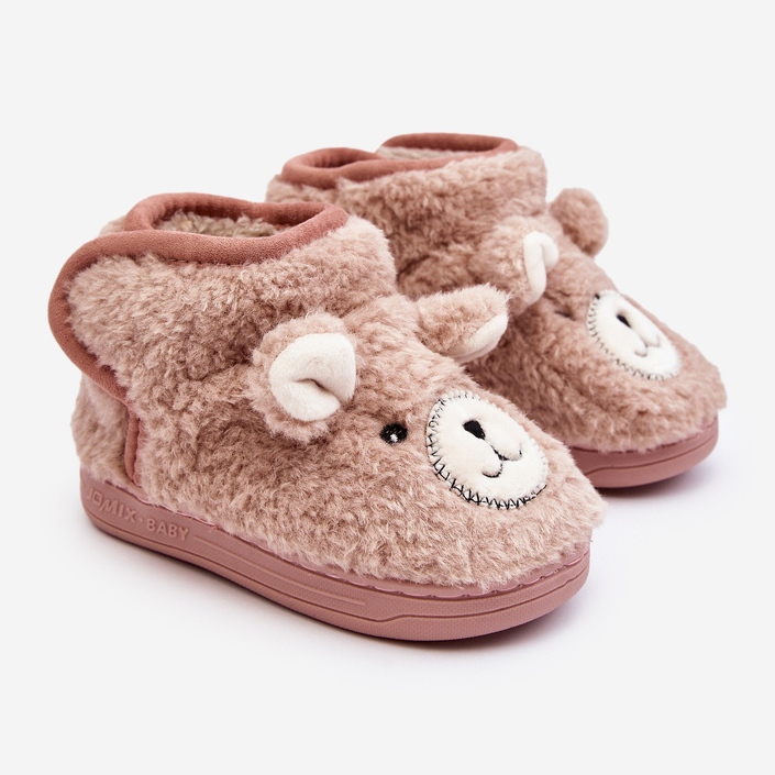 Chaussons isolés pour enfants avec ours en peluche, rose Eberra 1