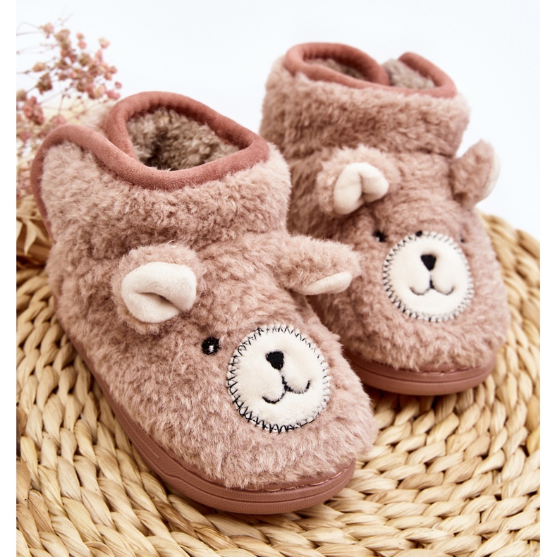 Chaussons isolés pour enfants avec ours en peluche, rose Eberra 2