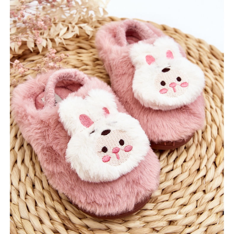 Chaussons lapin en fourrure pour enfants, rose Dicera 2