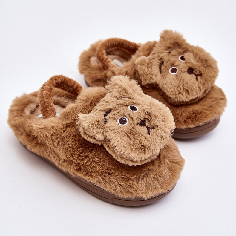 Chaussons en fourrure pour enfants avec ours en peluche, marron Dicera brun 2
