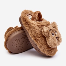 Chaussons en fourrure pour enfants avec ours en peluche, marron Dicera brun 1