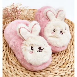 Chaussons enfant fourrure avec lapin, rose Apolanie 2 Chaussons enfant fourrure avec lapin, rose Apolanie 2