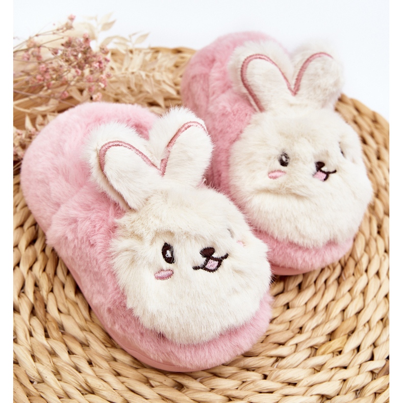 Chaussons enfant fourrure avec lapin, rose Apolanie 2 Chaussons enfant fourrure avec lapin, rose Apolanie 2