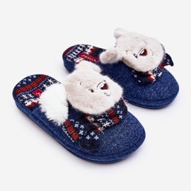 Chaussons enfant semelle épaisse avec ours en peluche bleu marine Dasca 1 Chaussons enfant semelle épaisse avec ours en peluche bleu marine Dasca 1