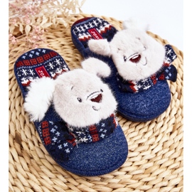 Chaussons enfant semelle épaisse avec ours en peluche bleu marine Dasca 2 Chaussons enfant semelle épaisse avec ours en peluche bleu marine Dasca 2