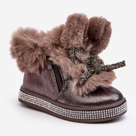 Bottes de neige pour enfants avec fermeture éclair et fourrure, marron, Hanija brun 1
