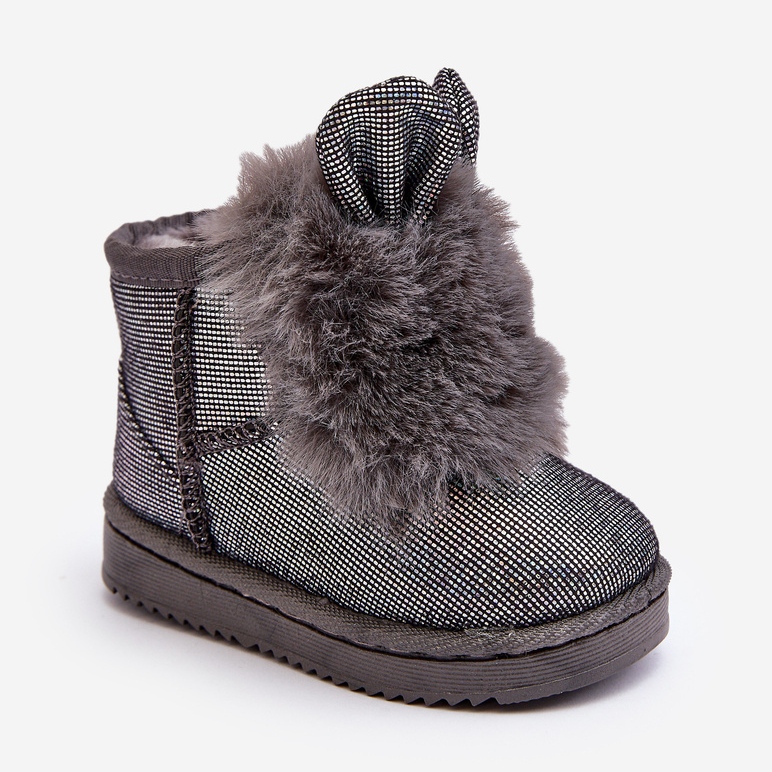 Bottes de neige pour enfants isolées avec fourrure, gris Betty, avec oreilles 2 Bottes de neige pour enfants isolées avec fourrure, gris Betty, avec oreilles 2