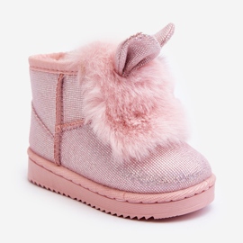 Bottes de neige enfant isolées avec fourrure, oreilles Betty rose clair 2