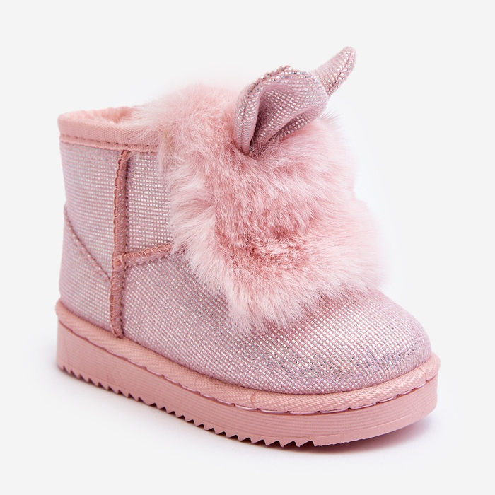 Bottes de neige enfant isolées avec fourrure, oreilles Betty rose clair 2