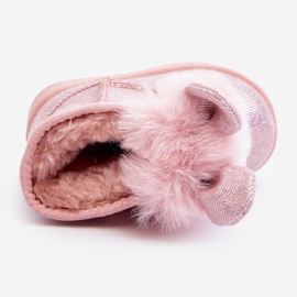 Bottes de neige enfant isolées avec fourrure, oreilles Betty rose clair 1