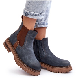 Evento Bottines Chelsea isolées à talons plats pour femme, bleu Myrine 3