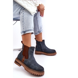 Evento Bottines Chelsea isolées à talons plats pour femme, bleu Myrine 1