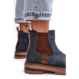 Evento Bottines Chelsea isolées à talons plats pour femme, bleu Myrine 2