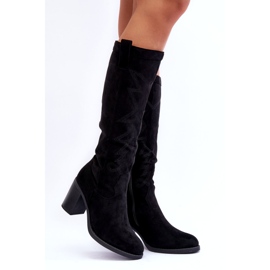 Bottes à talons hauts en daim pour femmes noires le noir 1