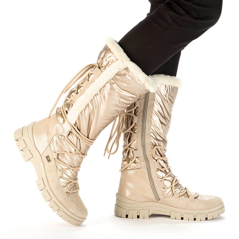 Bottes de neige imperméables femme hautes beiges Rieker Z1083-62 1 Bottes de neige imperméables femme hautes beiges Rieker Z1083-62 1