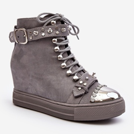 Bottines compensées isolées à strass, daim Lu Boo, gris 3